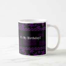 Birthday Cake Rock Star In Purple Coffee Mugs