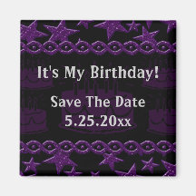 Birthday Cake Rock Star In Purple My Birthday Refrigerator Magnets