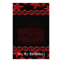 Birthday Cake Rock Star In Red Stationery Paper