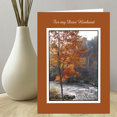 Birthday Card for Husband -- Autumn Stream by KathyHenis