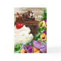 Birthday card for Mum with cake and flowers