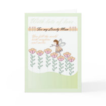 Birthday card for Mum, with little fairy & Flowers