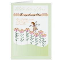 Birthday card for Mum, with little fairy & Flowers