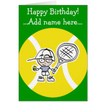 Birthday card for tennis players kids