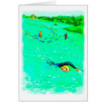 Birthday Card for Triathlete - Swimming Off Course