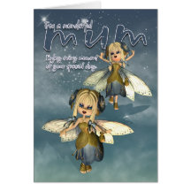 Birthday Card - Mum - Moonies Cutie Pie Fairies