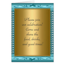 Birthday Card Party Announcement Teal
