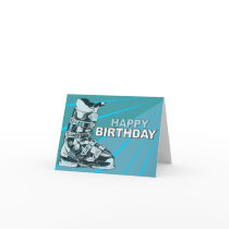 Birthday Card Ski Boot Blue