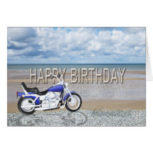Birthday card with a motor bike