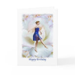 Birthday Card with Ballet Dancer on White Rose