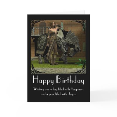 Birthday Card with horse and warrior mediaeval by moonlake