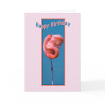 Birthday Card with Twisted Pink Flamingo