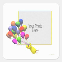 Birthday Chicken and Balloons (photo frame) Sticker