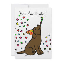 Birthday Chocolate Labrador Cartoon Custom Announcement