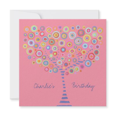 Birthday Circle Tree Retro Personalised Invitation by Pip_Gerard