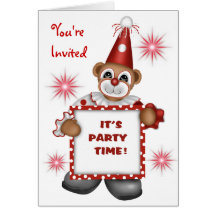 Birthday Clown Invitation Card