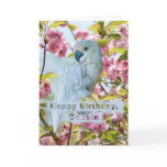 Birthday, Cousin, White Parrot in Crab Apple Tree Card