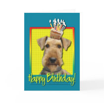 Birthday Cupcake Airedale Greeting Card