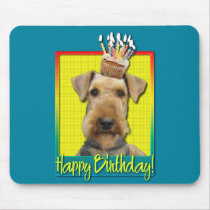 Birthday Cupcake Airedale Mouse Pads
