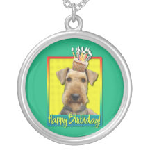 Birthday Cupcake Airedale Pendants
