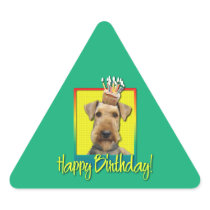 Birthday Cupcake Airedale Triangle Stickers