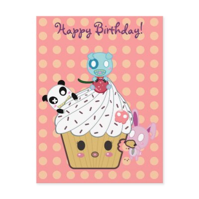 Birthday Cupcake Attack! Postcard by sugaroverkill