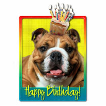 Birthday Cupcake - Bulldog - Dark
