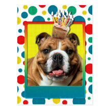 Birthday Cupcake - Bulldog - Dark Postcards