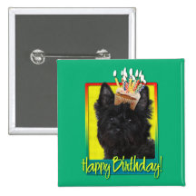 Birthday Cupcake - Cairn Terrier - Rosco Pinback Buttons