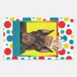 Birthday Cupcake - Doberman - Red - Rocky Rectangular Stickers