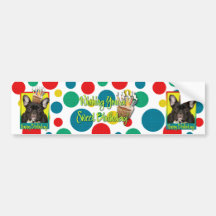 Birthday Cupcake - French Bulldog - Teal Bumper Stickers