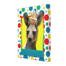 Birthday Cupcake - Kangaroo Stretched Canvas Print