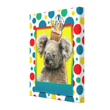 Birthday Cupcake - Koala Stretched Canvas Print