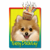 Birthday Cupcake - Pomeranian Photo Sculpture