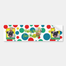 Birthday Cupcake - Pug Bumper Sticker