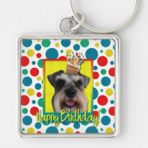 Birthday Cupcake - Schnauzer Keychain