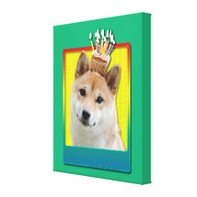 Birthday Cupcake - Shiba Inu Canvas Print