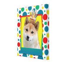 Birthday Cupcake - Shiba Inu Gallery Wrap Canvas