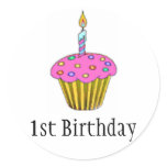 Birthday Cupcake Round Stickers