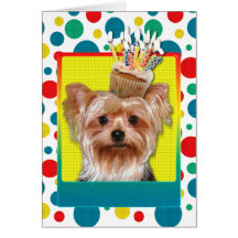 Birthday Cupcake - Yorkshire Terrier Card