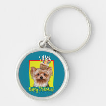 Birthday Cupcake - Yorkshire Terrier Key Chain