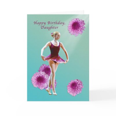 Birthday, Daughter, Ballerina with Pink Mums Card by ToeDancer