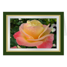 Birthday.Daughter.Yellow-pinkish rose with dew. Greeting Card