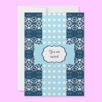 Birthday Elegant Damask  (Blue) invitations