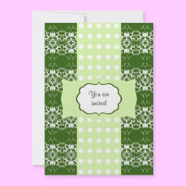 Birthday Elegant Damask (Green) invitations
