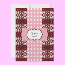 Birthday Elegant Damask (Pink) invitations