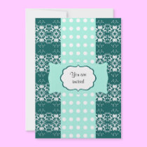 Birthday Elegant Damask  (Turquiose) invitations