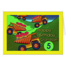 Birthday for Grandson, Dump Trucks and Cupcakes Cards