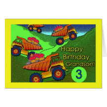 Birthday for Grandson, Dump Trucks and Cupcakes Cards