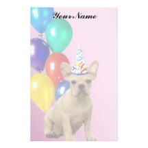Birthday French Bulldog Stationery Paper